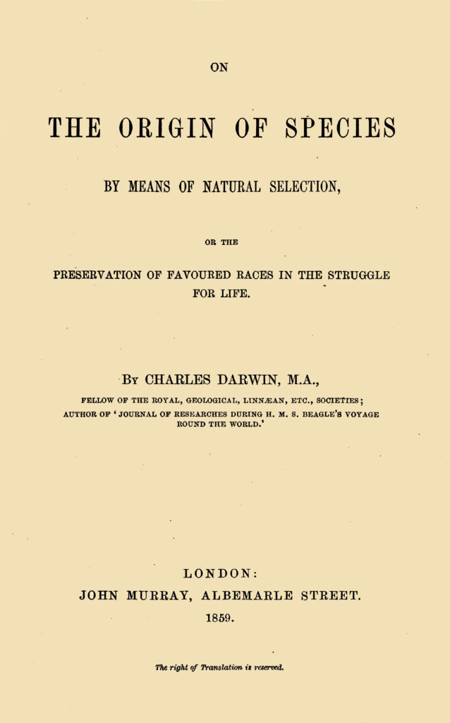 On the Origin of Species 1859 title page