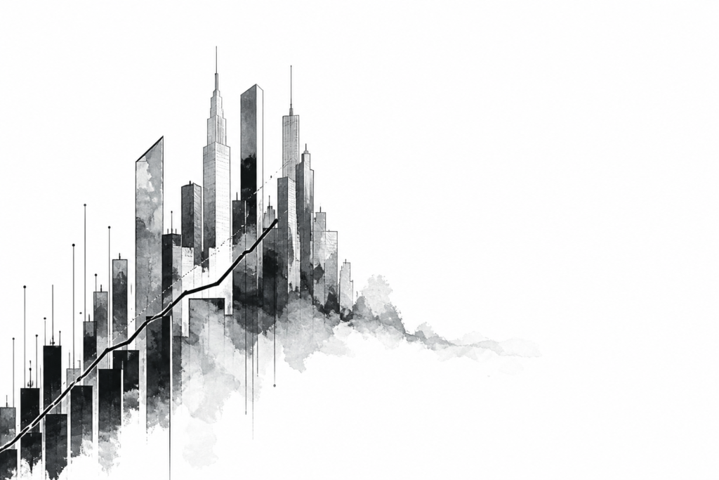 Monochrome editorial illustration for VGN business sample content