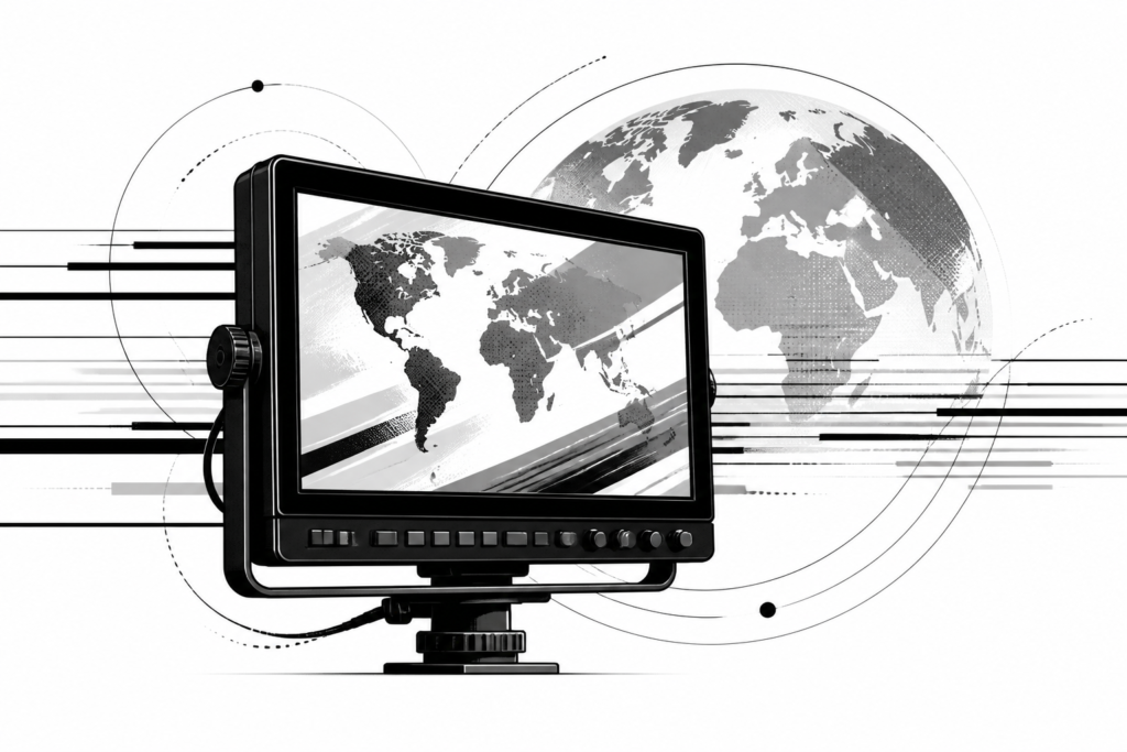Monochrome editorial illustration for VGN watch sample content