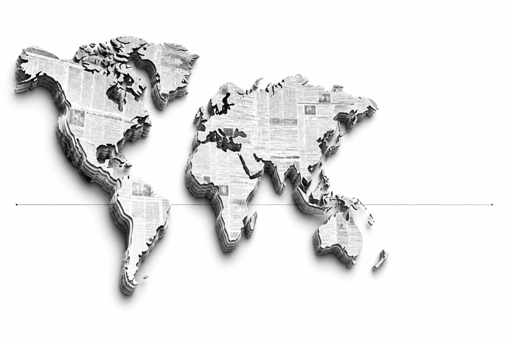Monochrome editorial illustration for VGN world sample content